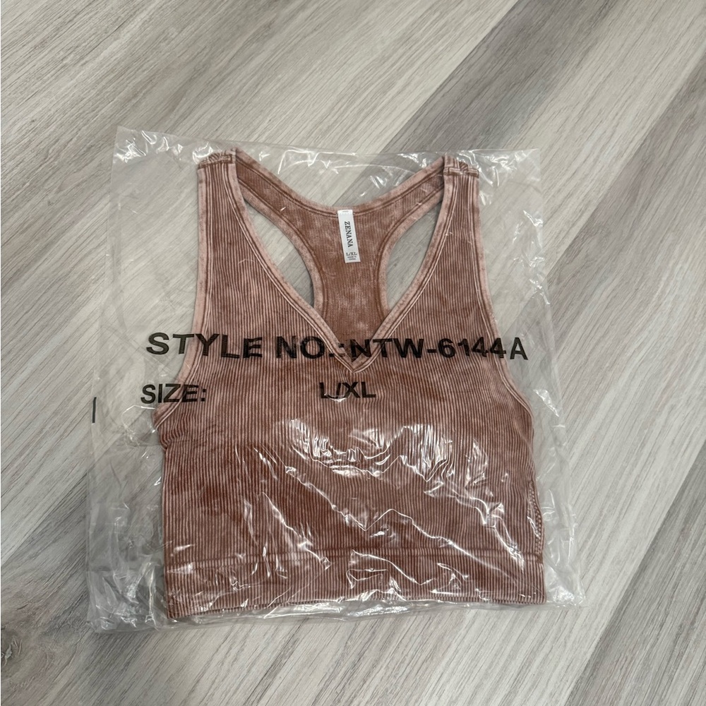 Zenana Tan Ribbed Tank Top - Picture 7 of 7